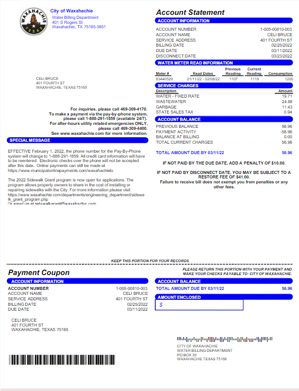  Minol USA business utility bill 